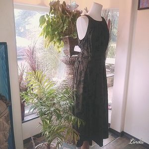 eShakti Sleeveless Midi Dress - Olive Green Floral L - 14